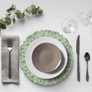 Green Charger Plates Set of 6, Decorative Table Plastic Chargers for Dinner Plates, Party, Wedding, Thanksgiving, Christmas