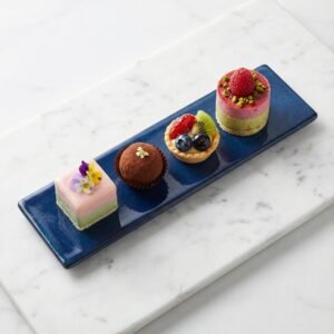 Ceramic Sushi Serving Tray, Blue Rectangular Plate Japanese Style Rectangular Sushi Plate Ceramics Serving Dish Pasta Fruit Platter for Appetizer Dessert Party