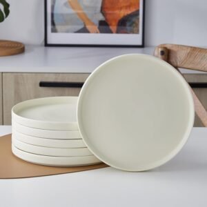 Dinner Plate 6-Piece Set, Round, Porcelain, Cream