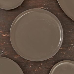 Reactive Glaze Dark Grey 10 inch Stoneware Dinner Plates Set, Set of 4, Microwave and Dishwasher Safe, for Main Course, Steak, Pasta