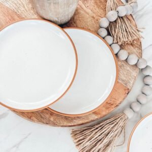 Ceramic Plates Set, 7.8 in - Set of 6 - The Dessert, Salad, Appetizer, Small Dinner etc Plate. Microwave, Oven, and Dishwasher Safe, Scratch Resistant. Kitchen Porcelain Dish - Vanilla White